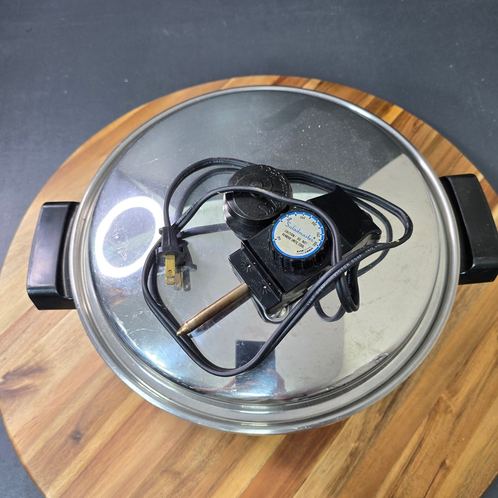 Saladmaster Electric Skillet 7256 12 Inch Stainless Steel Vintage USA NEED CLEAN